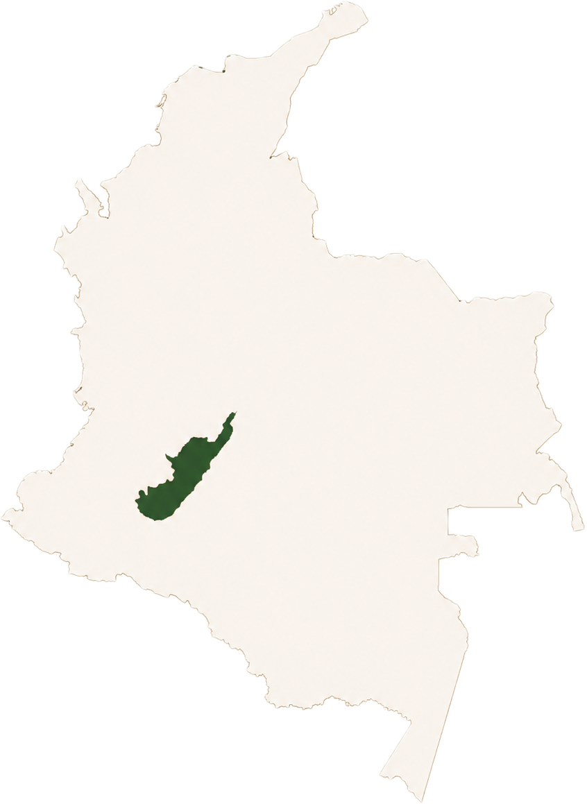 Map of Colombia with the department of Huila highlighted